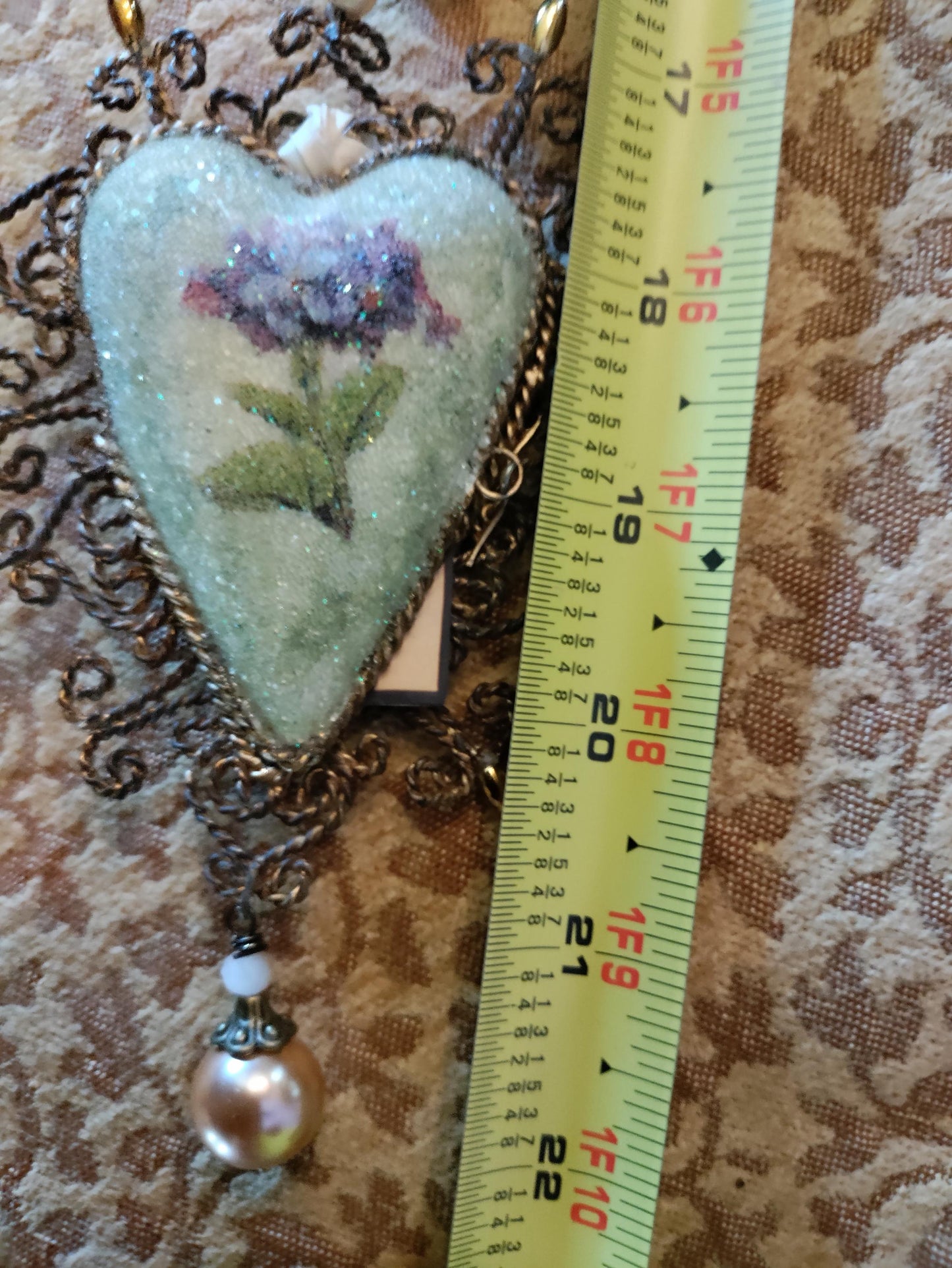 Katherine’s Heart ~ Oversized Upcycled Heart Locket Necklace with Key and Love Note