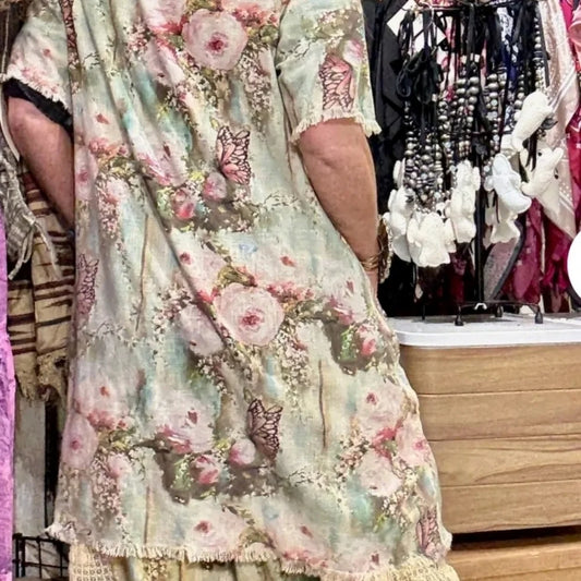 Cottagecore Butterfly And Roses Tunic/Dress