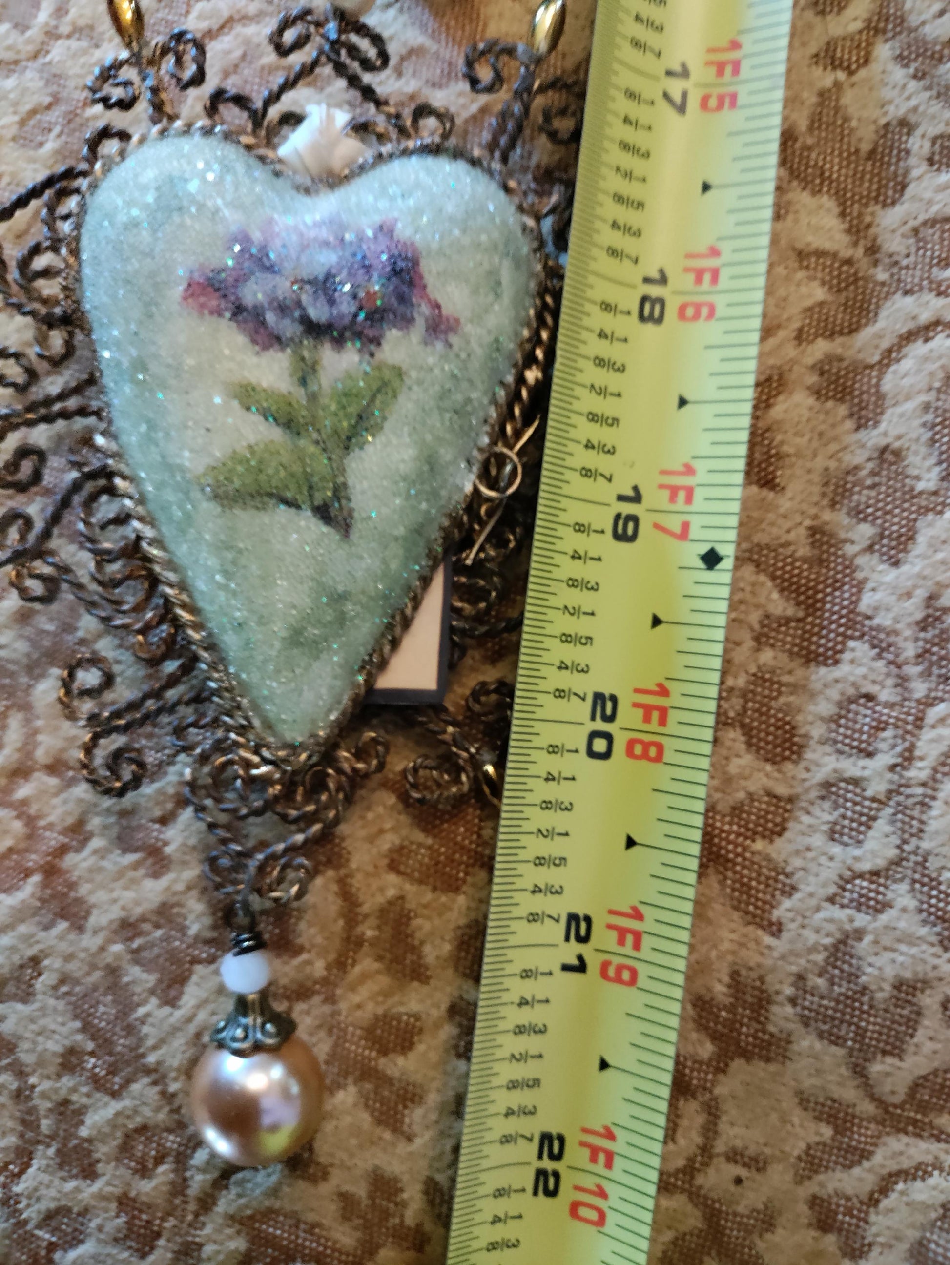 Katherine’s Heart ~ Oversized Upcycled Heart Locket Necklace with Key and Love Note