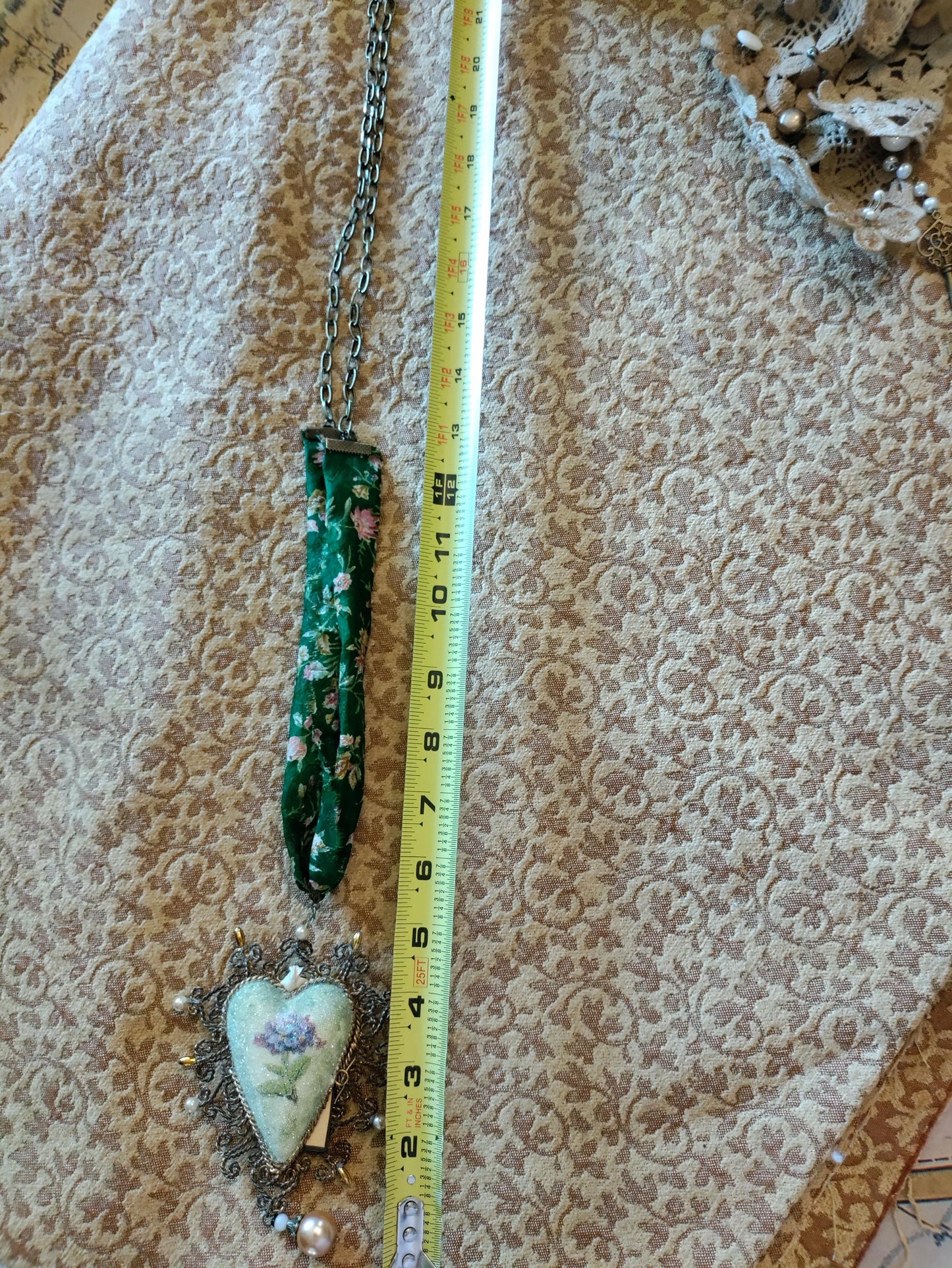 Katherine’s Heart ~ Oversized Upcycled Heart Locket Necklace with Key and Love Note