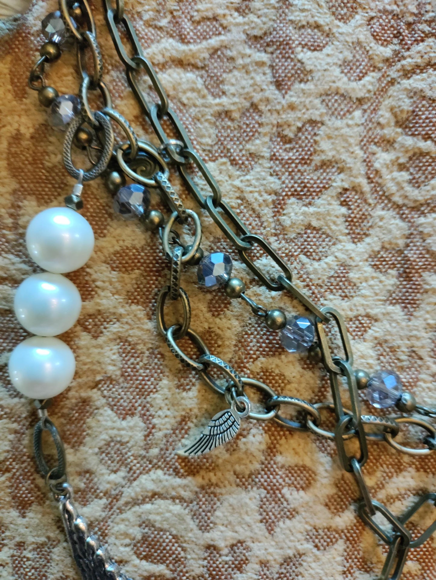 Messengers ~ Swallow Bird Necklace with Crystal Drop, Multi-Layer Bohemian Chain