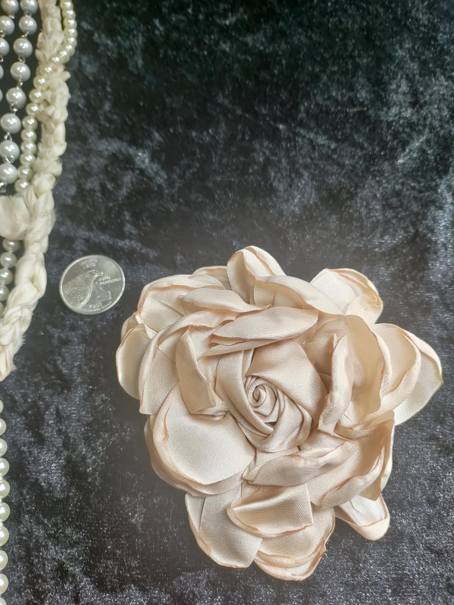Victorian Frozen Charlotte Doll Necklace: vintage Pearls, Coffin pendant with Roses and the word Love.