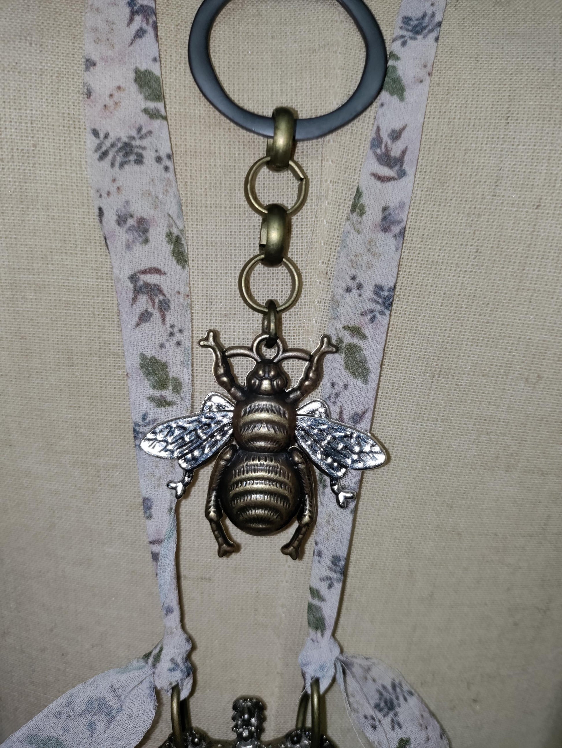 Queen Bee Necklace with Removable rose flower brooch.