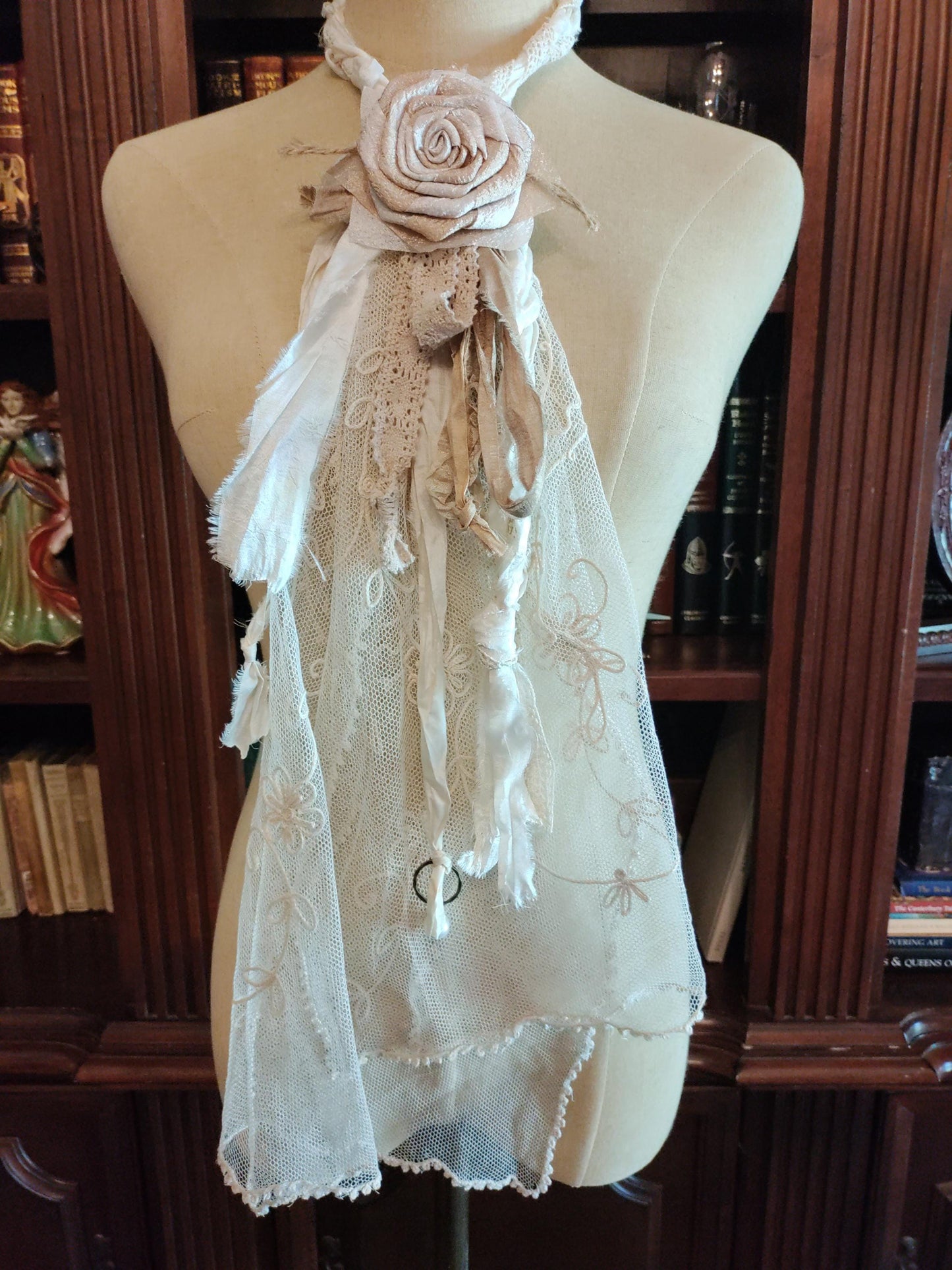 Antique Lace and Silk Ribbon Jabot