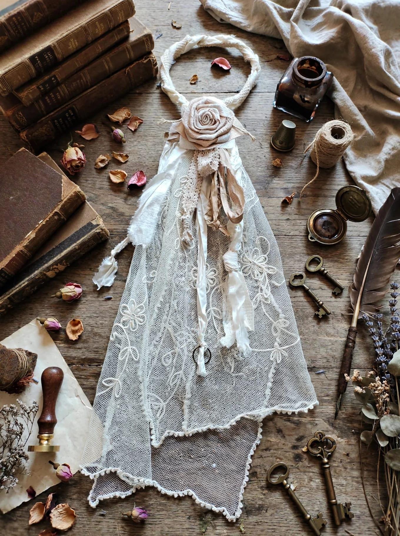 Antique Lace and Silk Ribbon Jabot