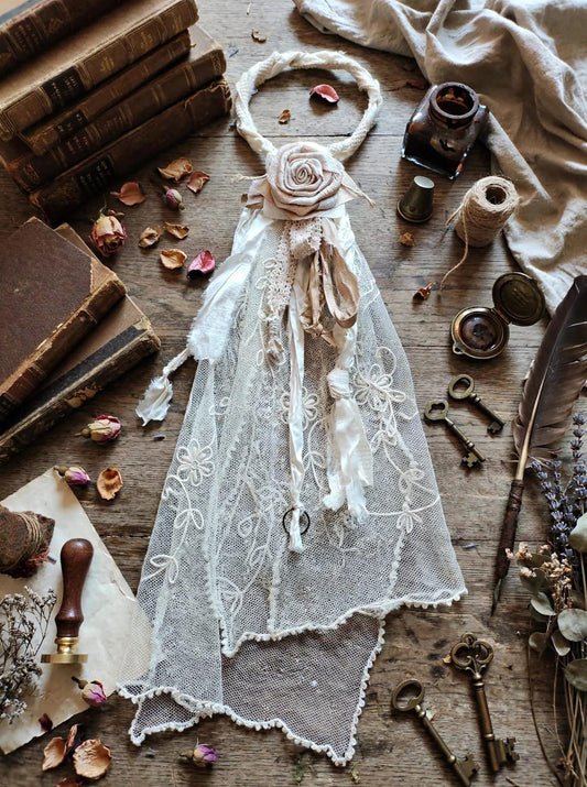 Antique Lace and Silk Ribbon Jabot