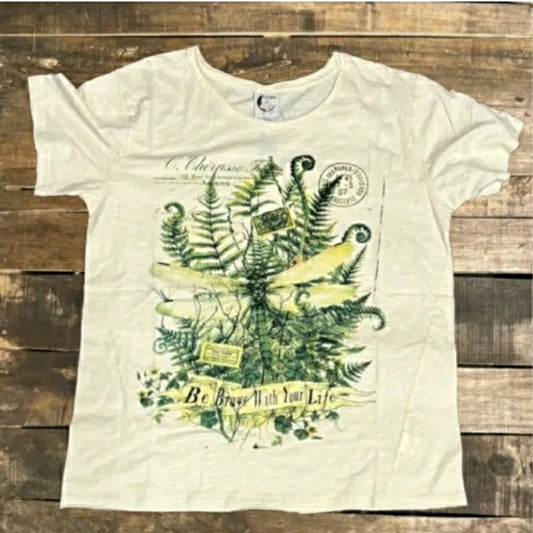 Cottagecore Brave Flight Graphic Tee | Dragonfly Fern Print